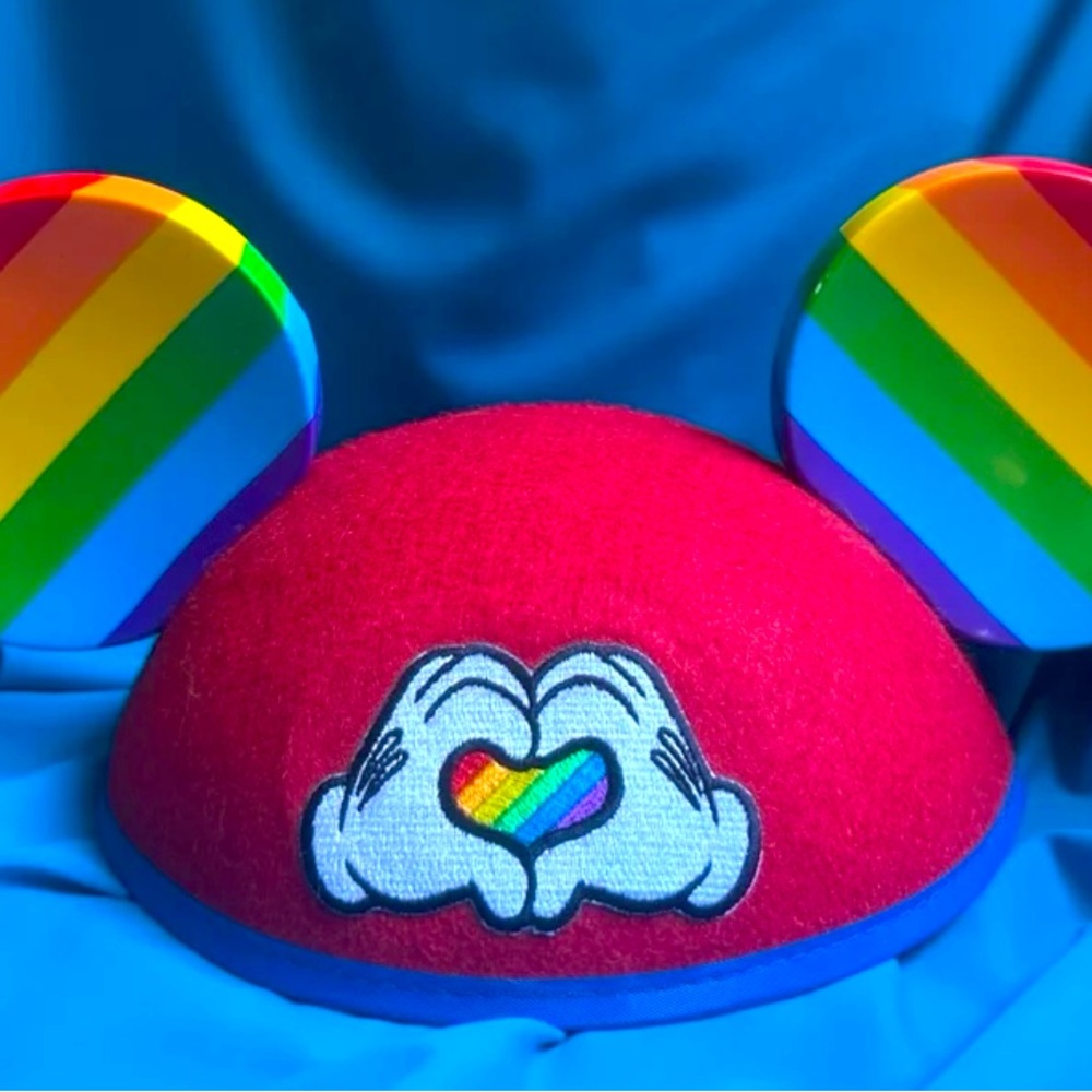 Pride Heart Mickey Mouse Ears With Annual Passholder Stitching